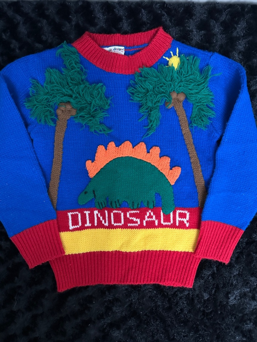 Boys vintage Harlequin Designs dinosaur sweater Sz 4